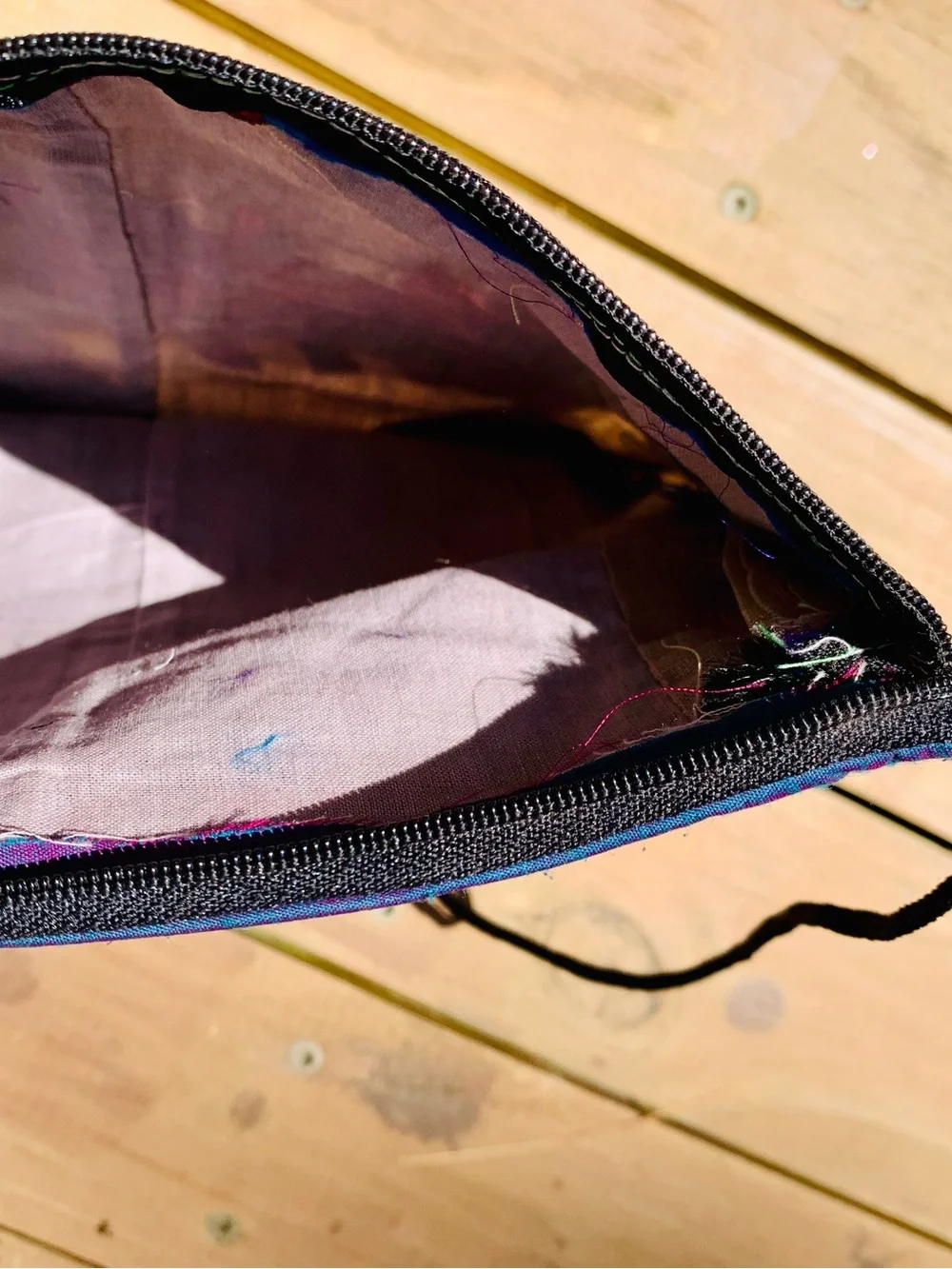 Silk Embroidered Elephant Crossbody bag in Blue, Red & Cream